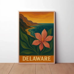 Delaware Coastal Sunset Scenic Travel Poster PosterGoat