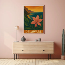 Delaware Coastal Sunset Scenic Travel Poster PosterGoat