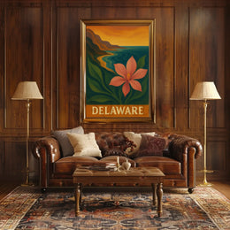 Delaware Coastal Sunset Scenic Travel Poster PosterGoat