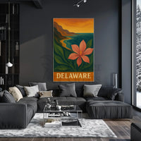Delaware Coastal Sunset Scenic Travel Poster PosterGoat