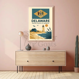 Delaware Coastal Vintage Travel Art Poster PosterGoat