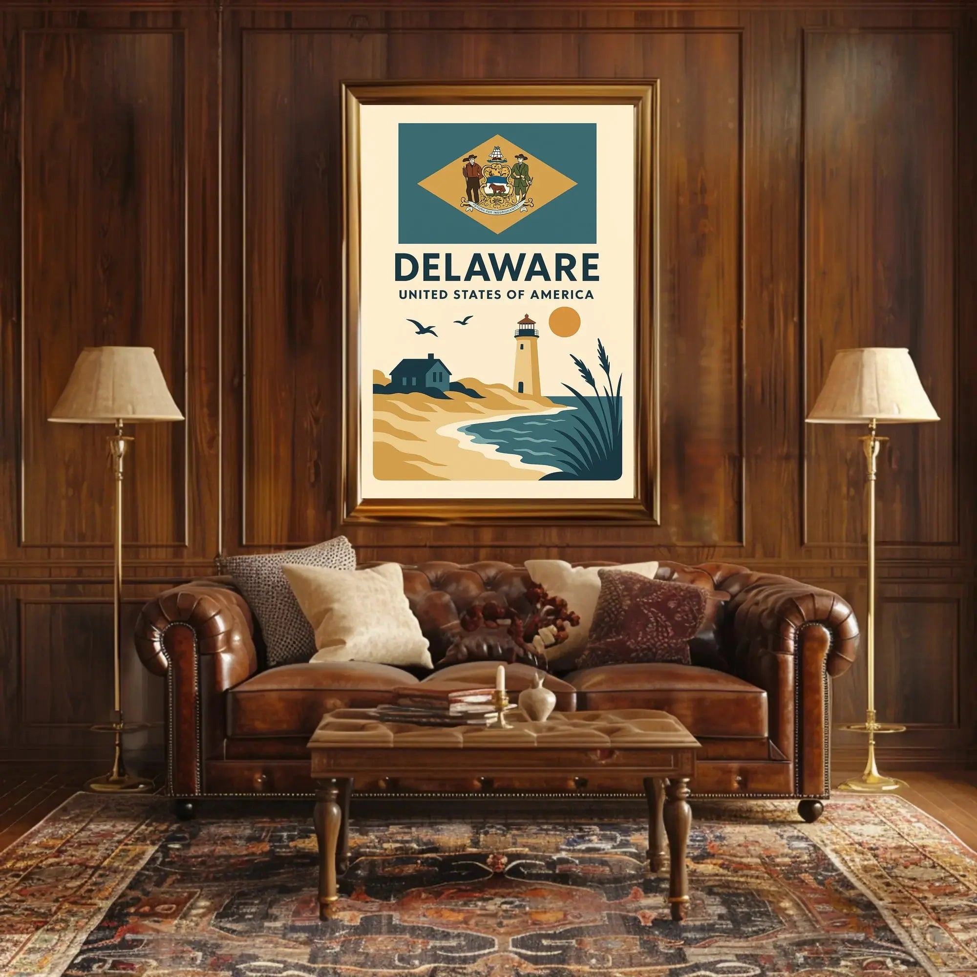 Delaware Coastal Vintage Travel Art Poster PosterGoat