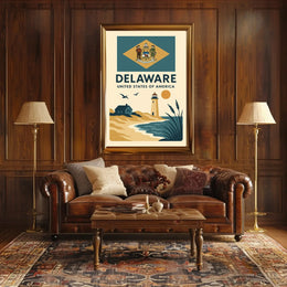 Delaware Coastal Vintage Travel Art Poster PosterGoat