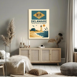 Delaware Coastal Vintage Travel Art Poster PosterGoat