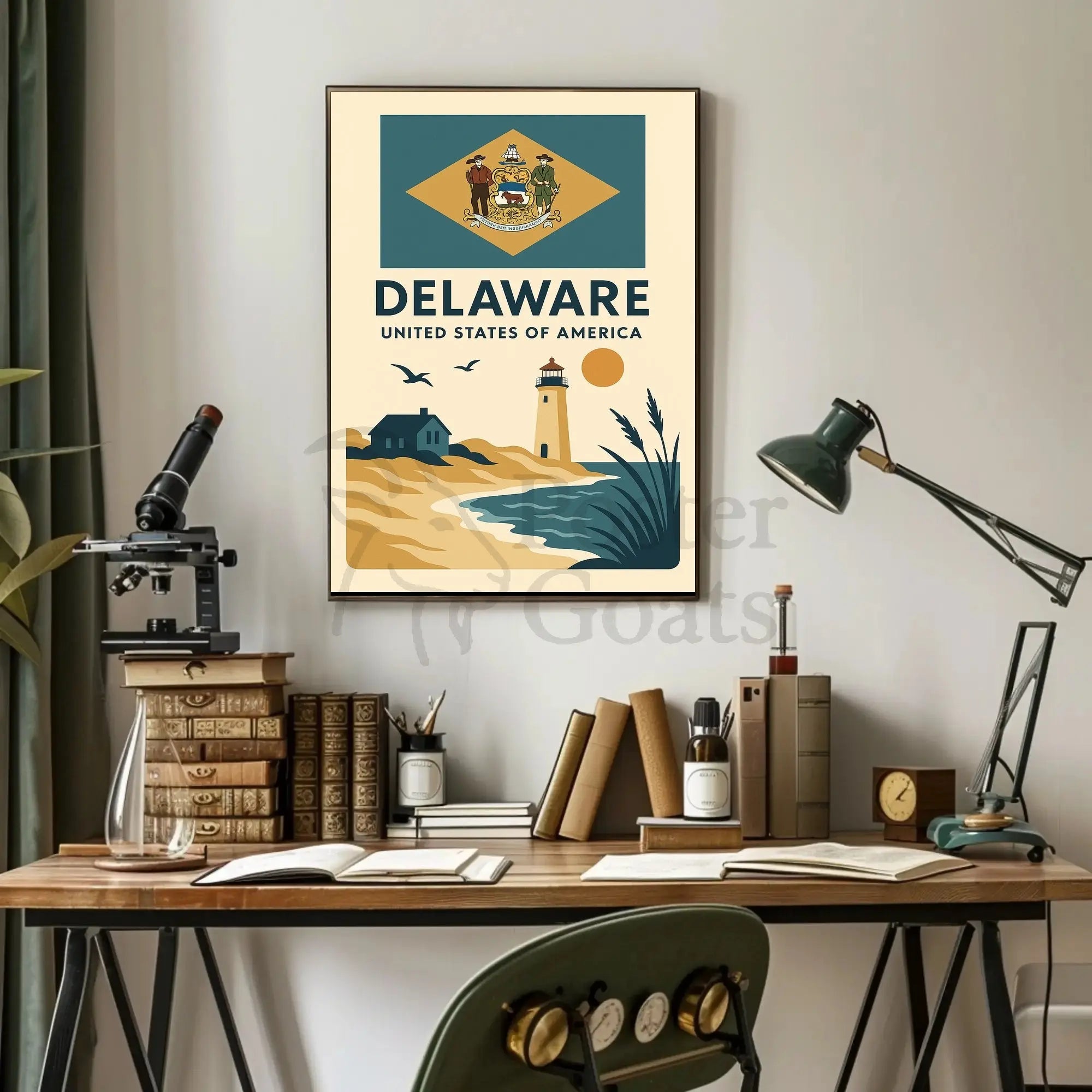 Delaware Coastal Vintage Travel Art Poster PosterGoat