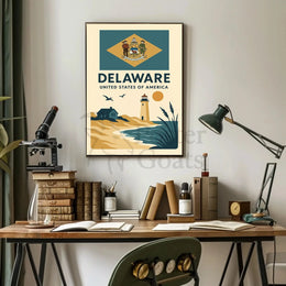 Delaware Coastal Vintage Travel Art Poster PosterGoat