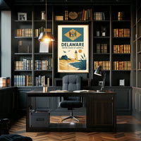 Delaware Coastal Vintage Travel Art Poster PosterGoat