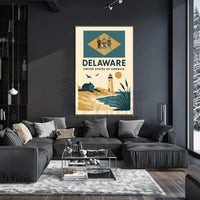 Delaware Coastal Vintage Travel Art Poster PosterGoat