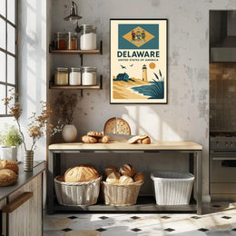 Delaware Coastal Vintage Travel Art Poster PosterGoat