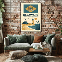 Delaware Coastal Vintage Travel Art Poster PosterGoat