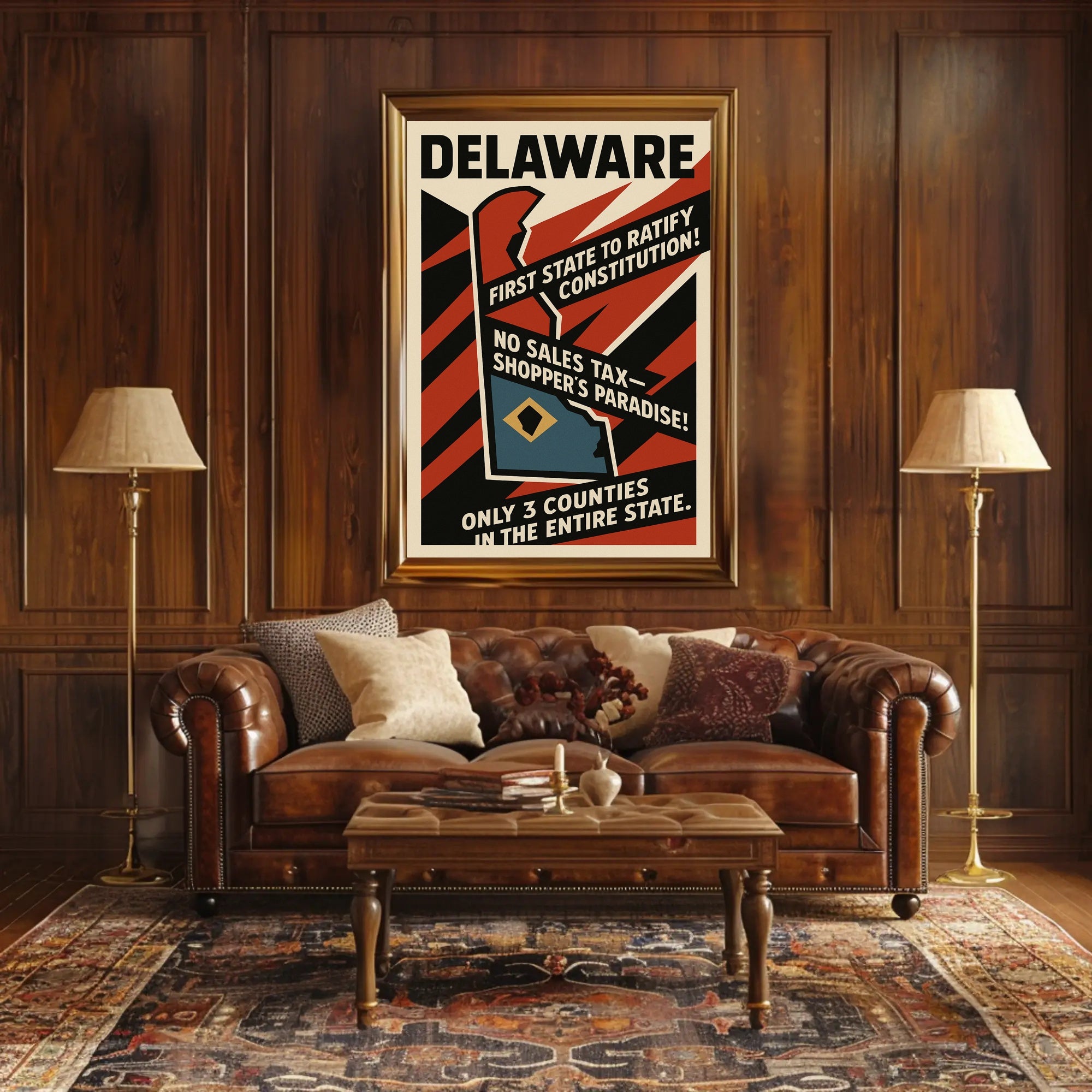 Delaware First State Highlights Wall Art Print PosterGoat