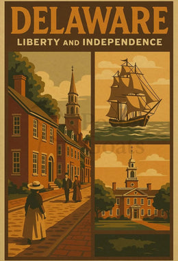 Delaware Liberty and Independence Heritage Poster PosterGoat
