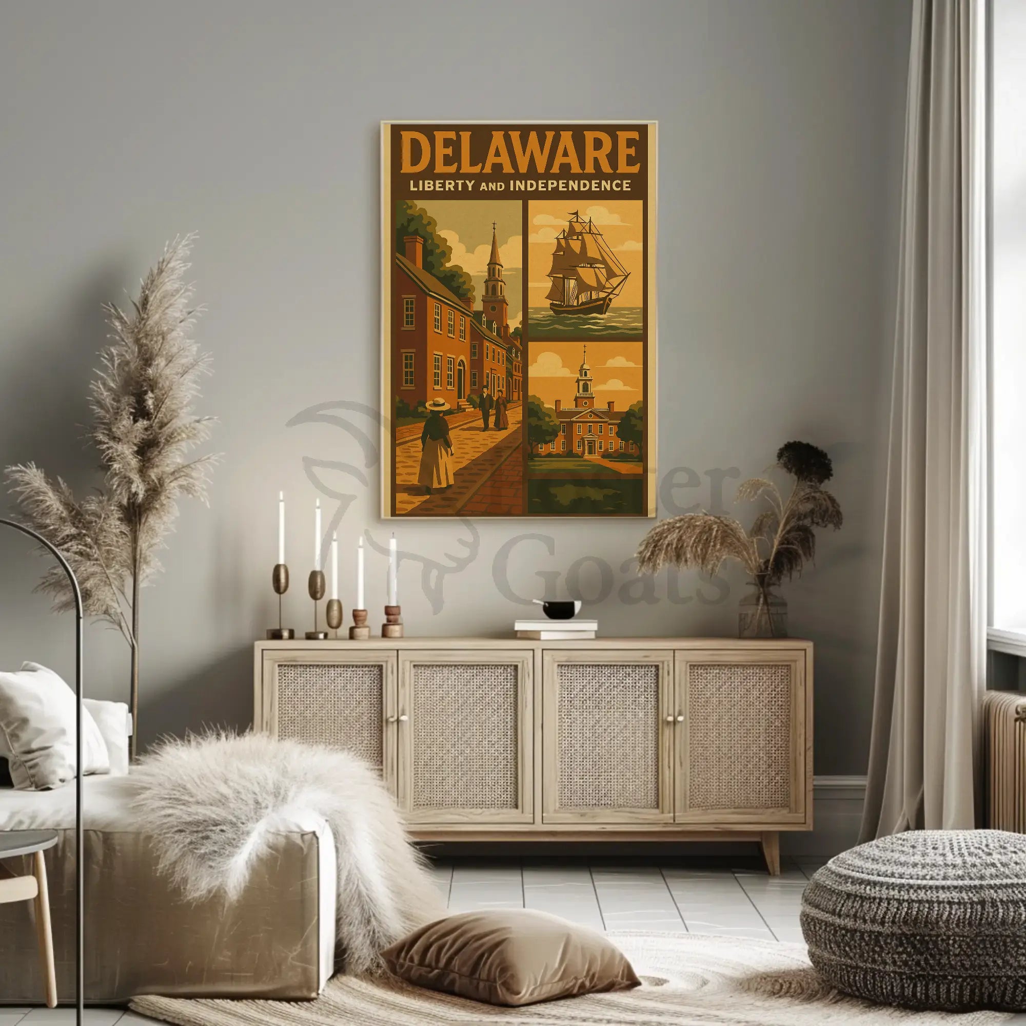 Delaware Liberty and Independence Heritage Poster PosterGoat