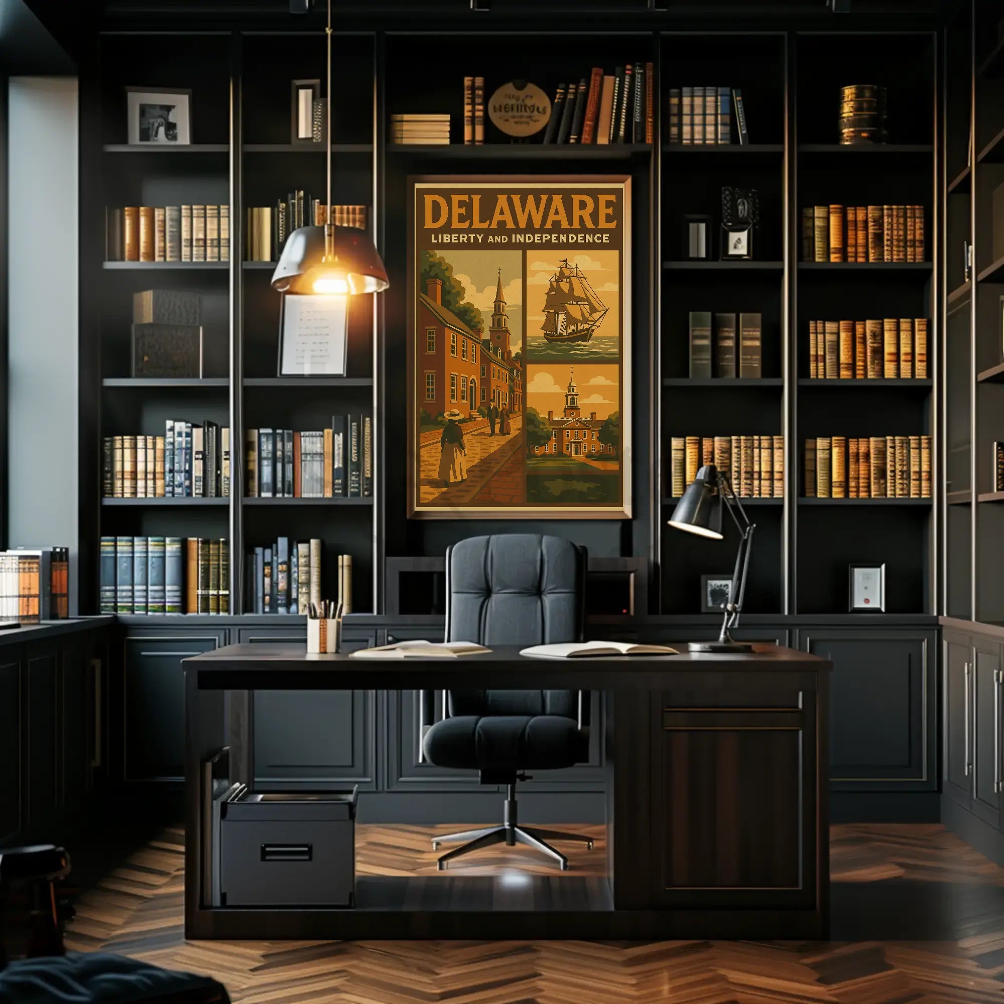 Delaware Liberty and Independence Heritage Poster PosterGoat