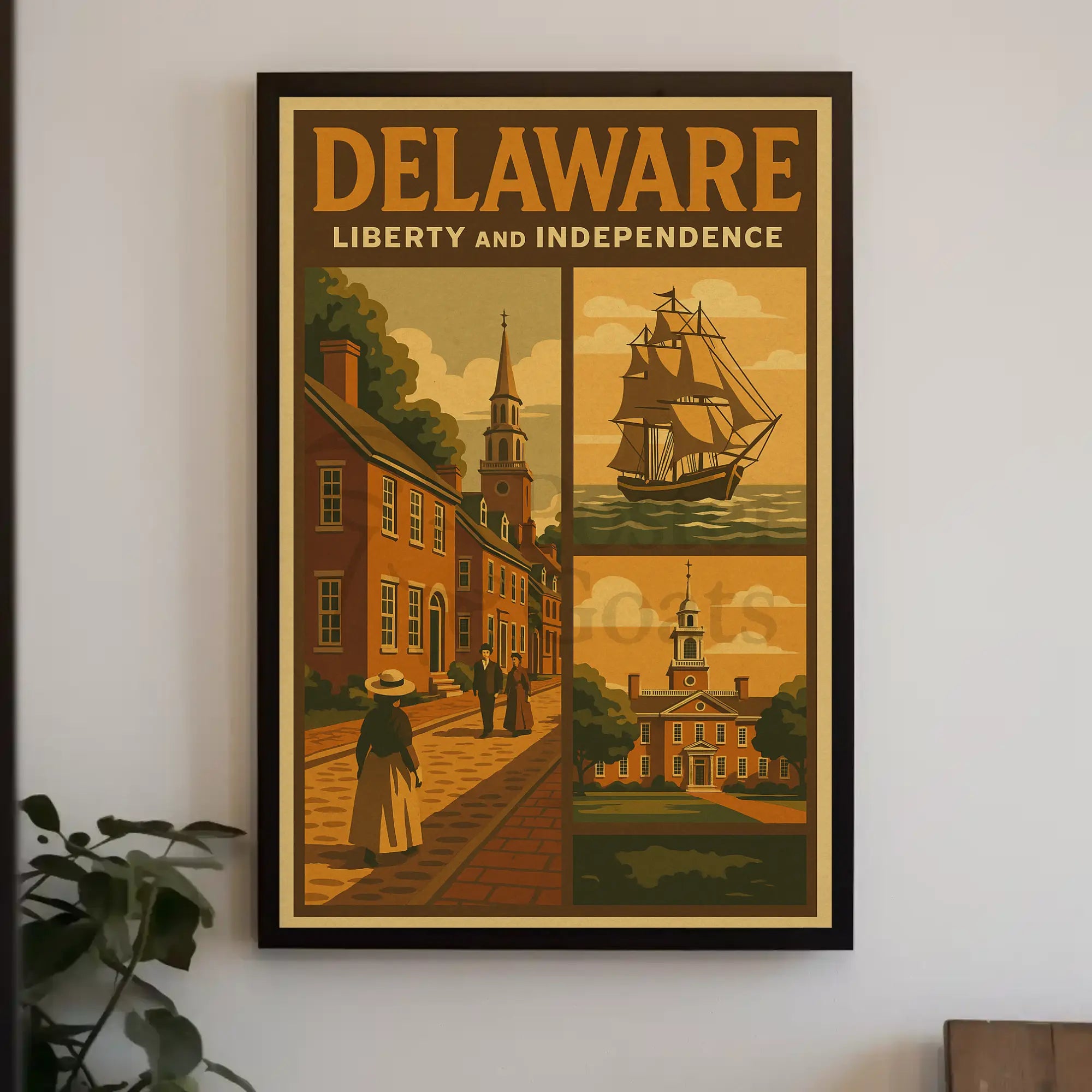 Delaware Liberty and Independence Heritage Poster PosterGoat