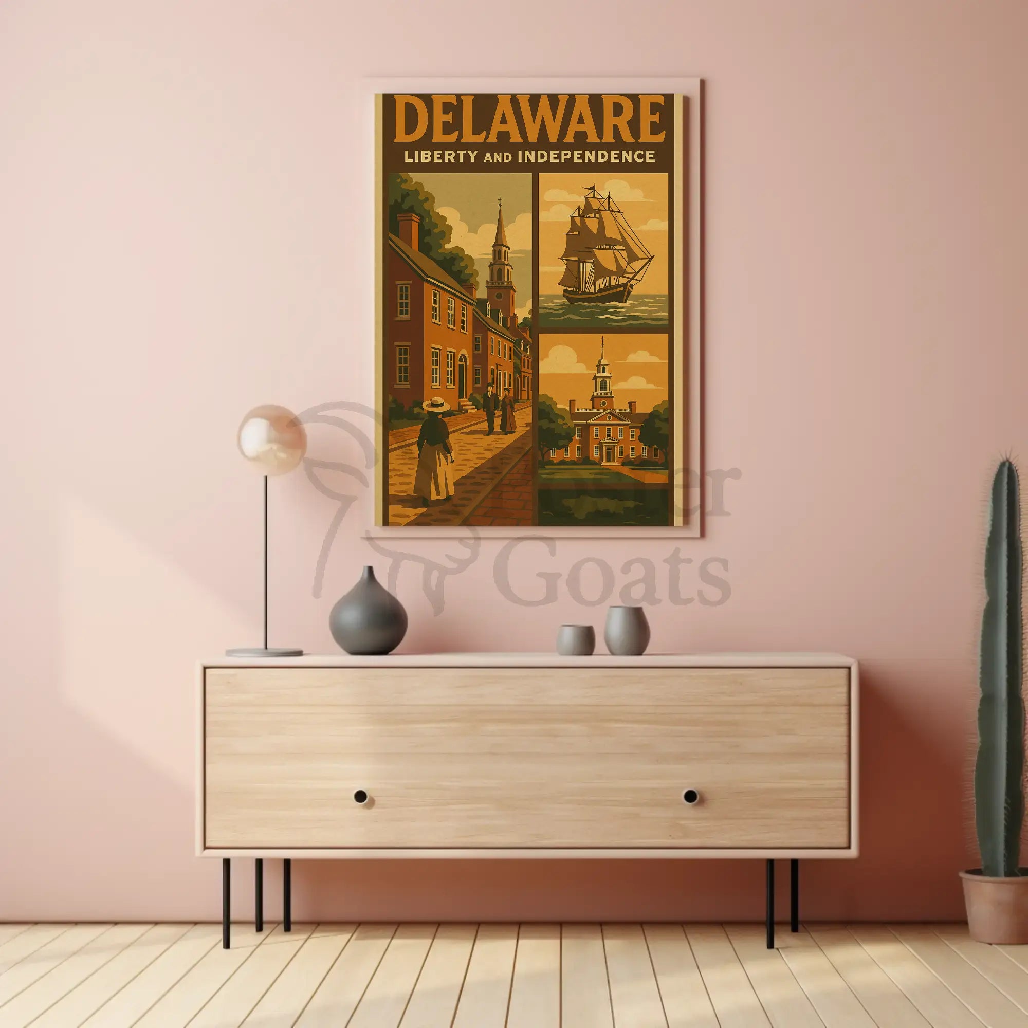 Delaware Liberty and Independence Heritage Poster PosterGoat