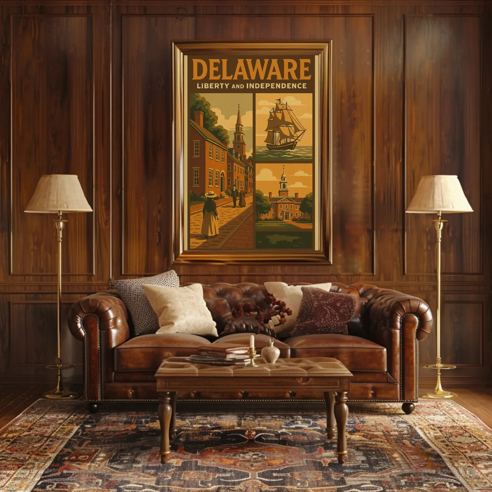 Delaware Liberty and Independence Heritage Poster PosterGoat