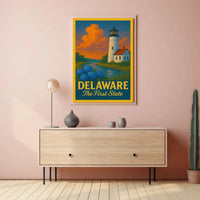 Delaware Lighthouse Vintage Travel Poster PosterGoat