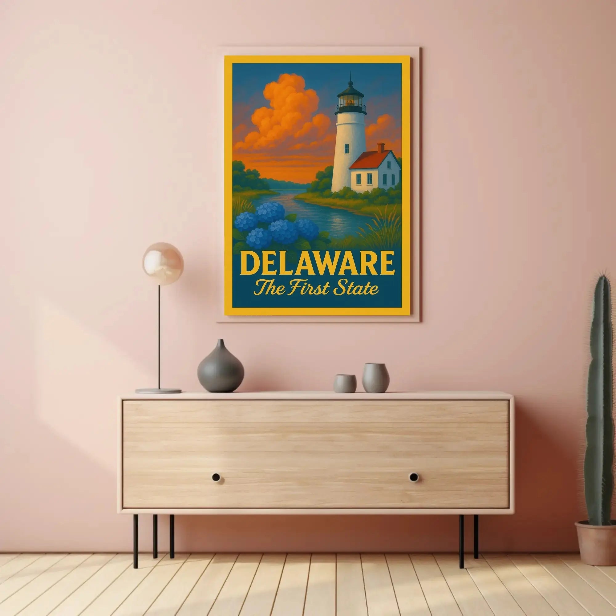 Delaware Lighthouse Vintage Travel Poster PosterGoat