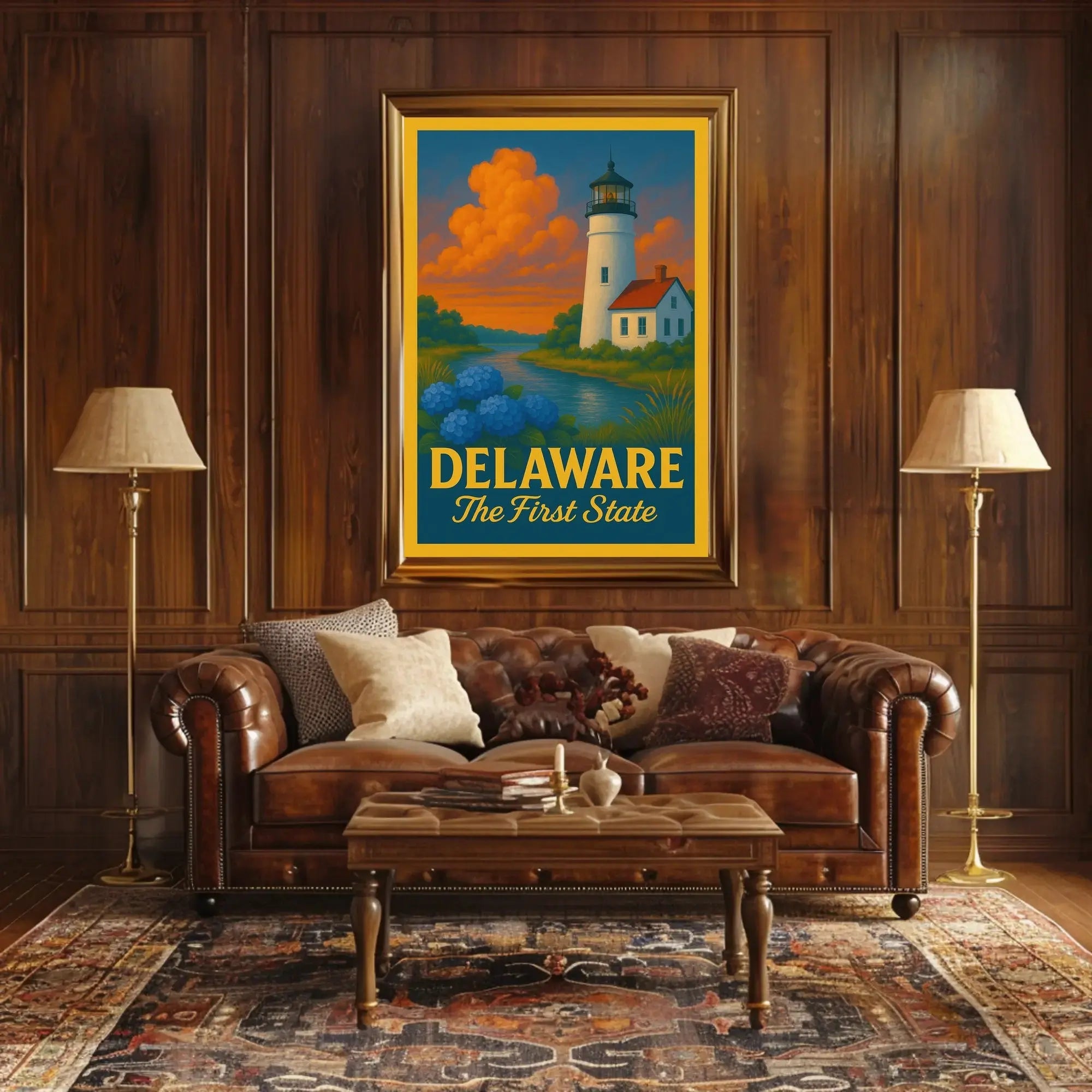 Delaware Lighthouse Vintage Travel Poster PosterGoat