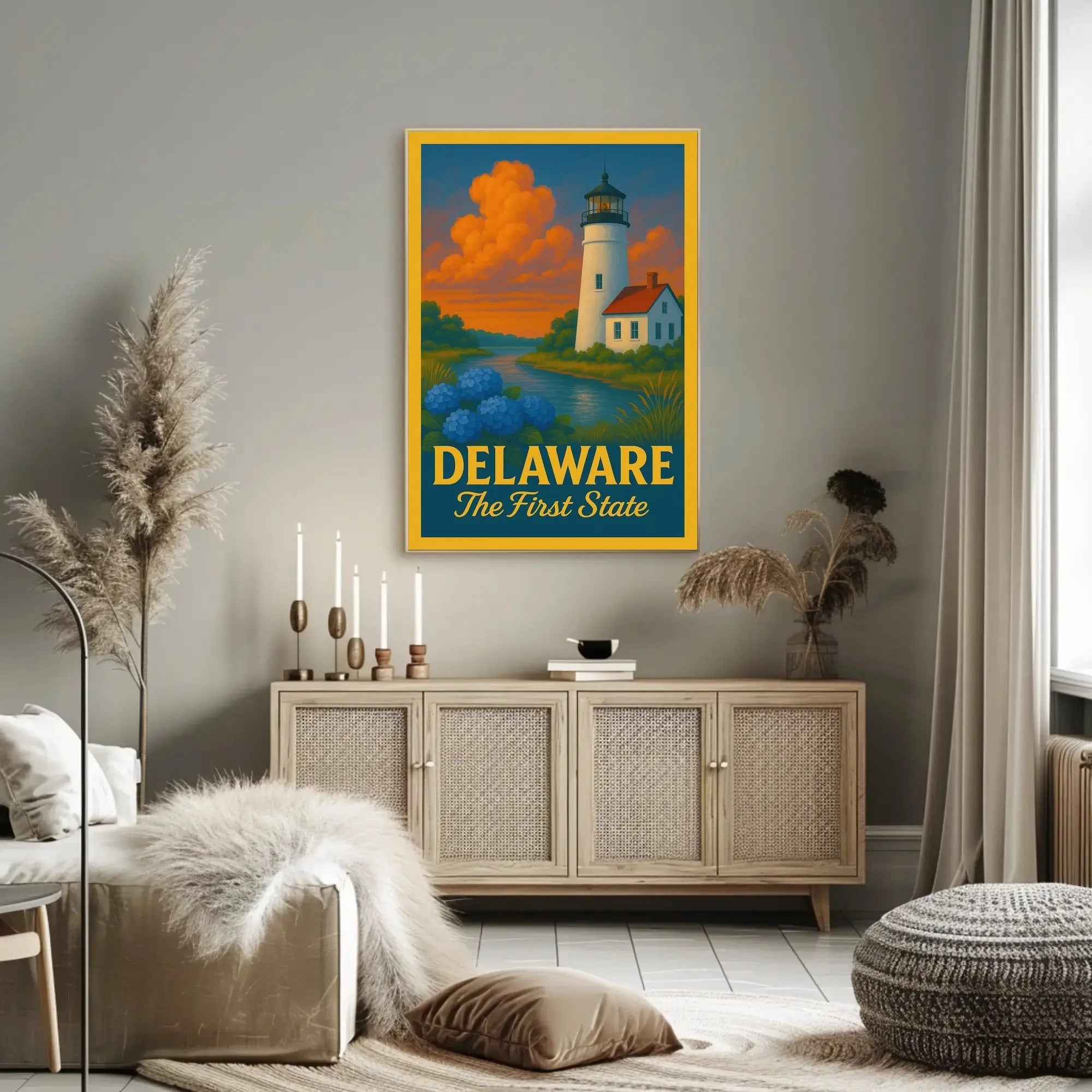 Delaware Lighthouse Vintage Travel Poster PosterGoat
