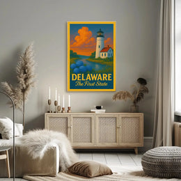 Delaware Lighthouse Vintage Travel Poster PosterGoat