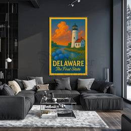 Delaware Lighthouse Vintage Travel Poster PosterGoat