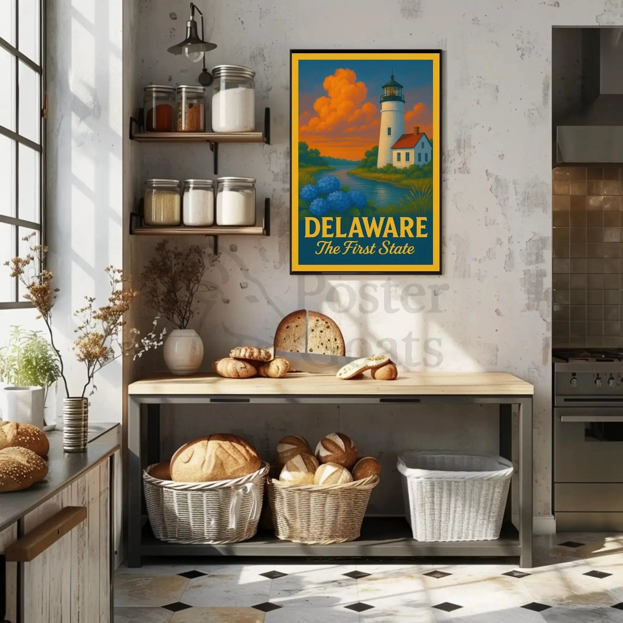 Delaware Lighthouse Vintage Travel Poster PosterGoat