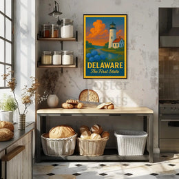 Delaware Lighthouse Vintage Travel Poster PosterGoat