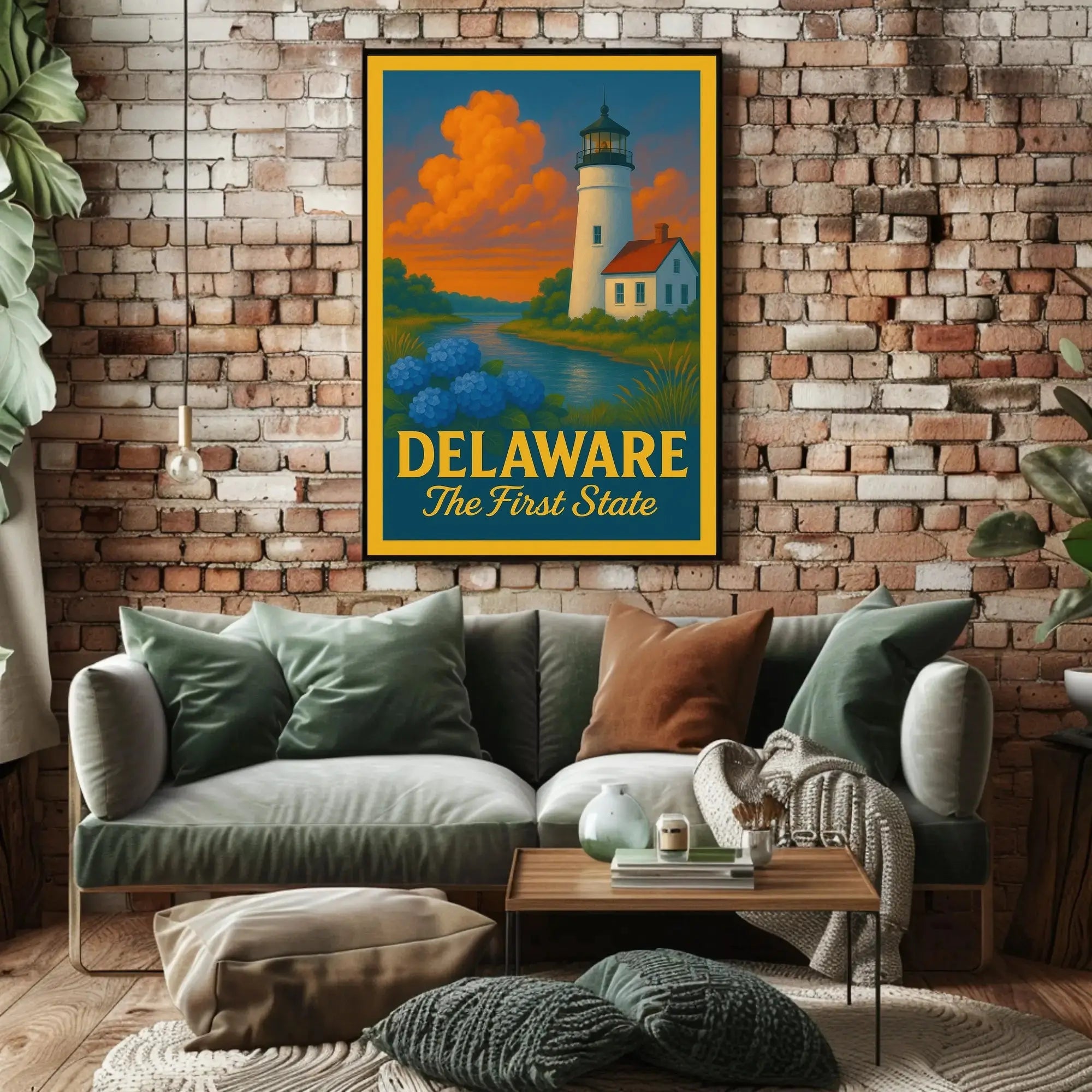 Delaware Lighthouse Vintage Travel Poster PosterGoat