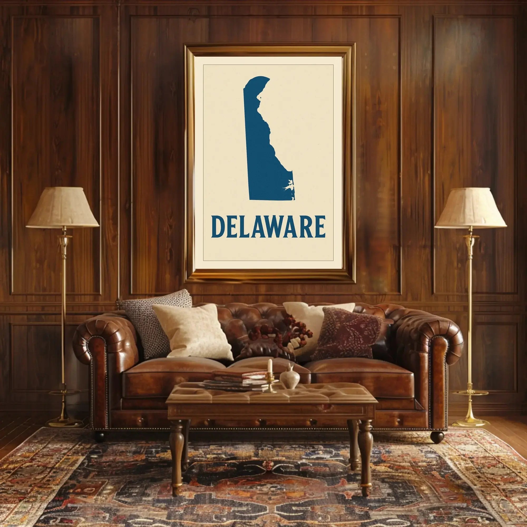 Delaware Silhouette Minimalist Cultural Heritage Poster PosterGoat