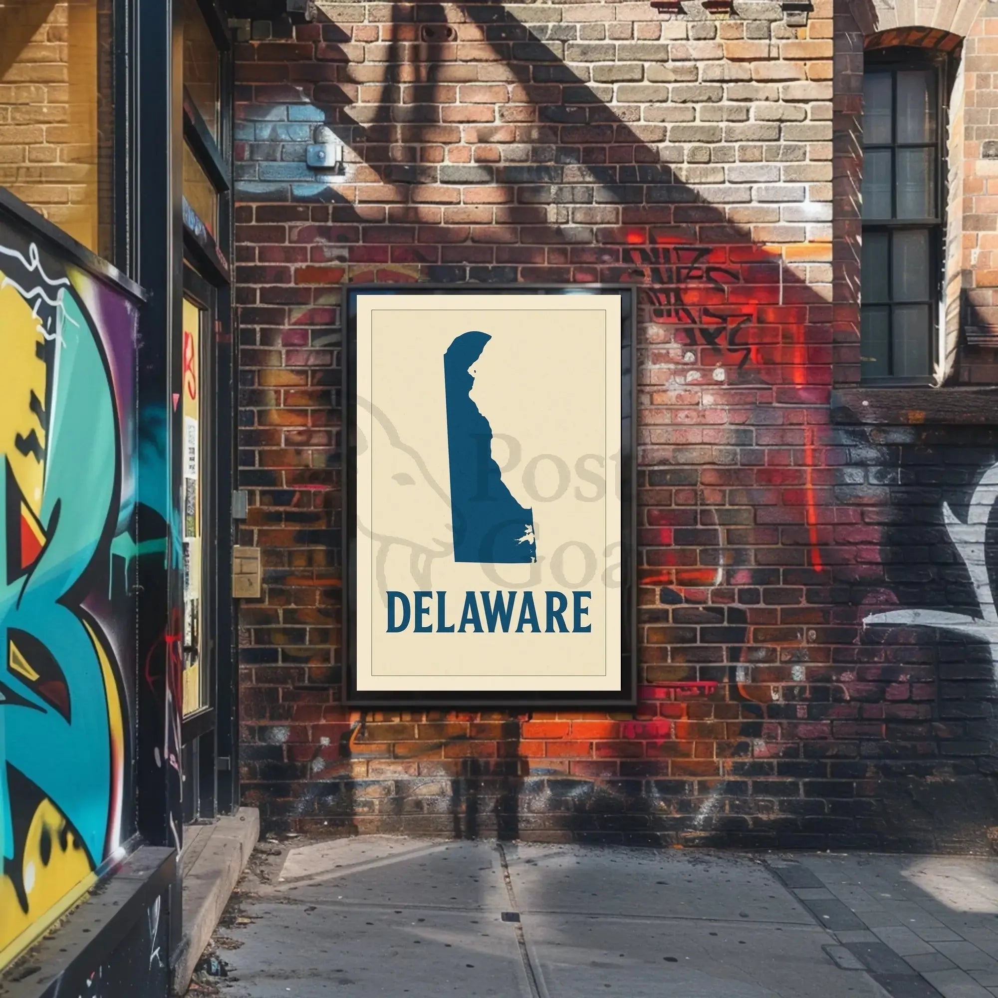 Delaware Silhouette Minimalist Cultural Heritage Poster PosterGoat