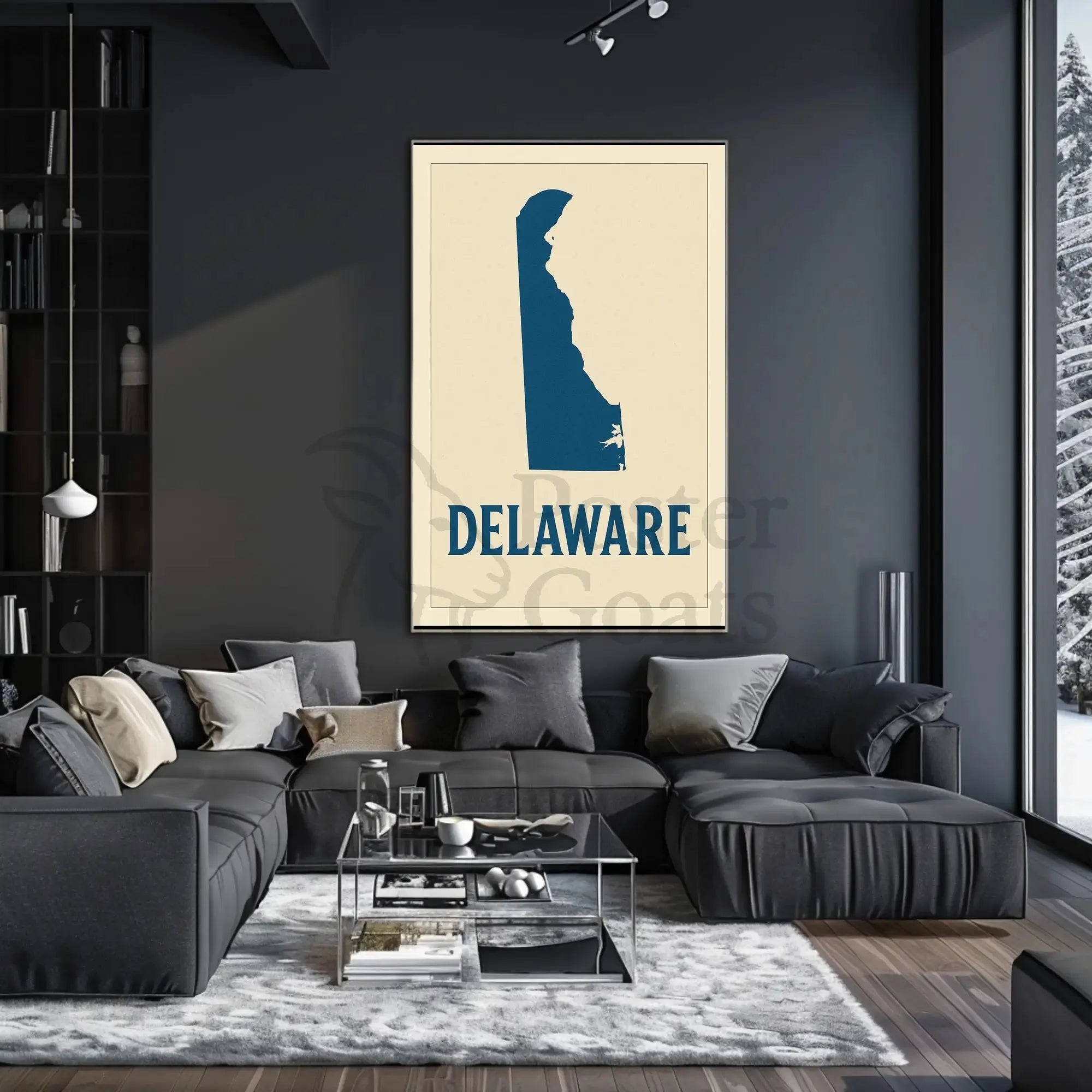 Delaware Silhouette Minimalist Cultural Heritage Poster PosterGoat