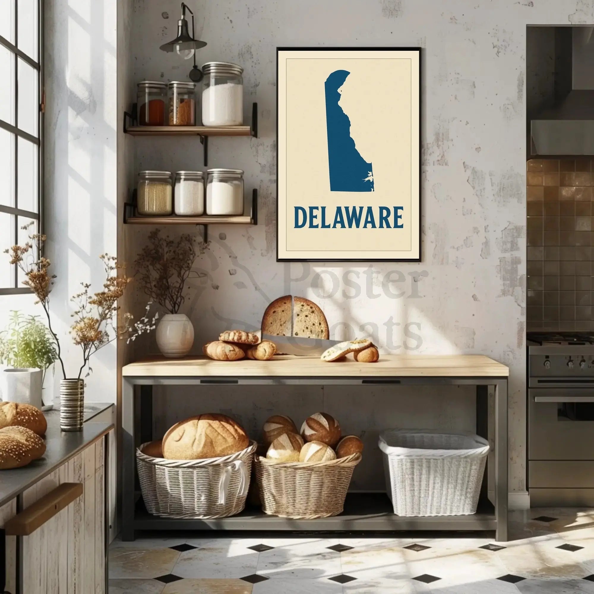 Delaware Silhouette Minimalist Cultural Heritage Poster PosterGoat