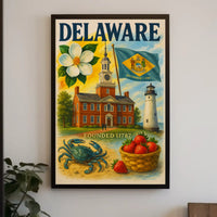 Delaware's Historical Landmarks and Icons Heritage Poster PosterGoat