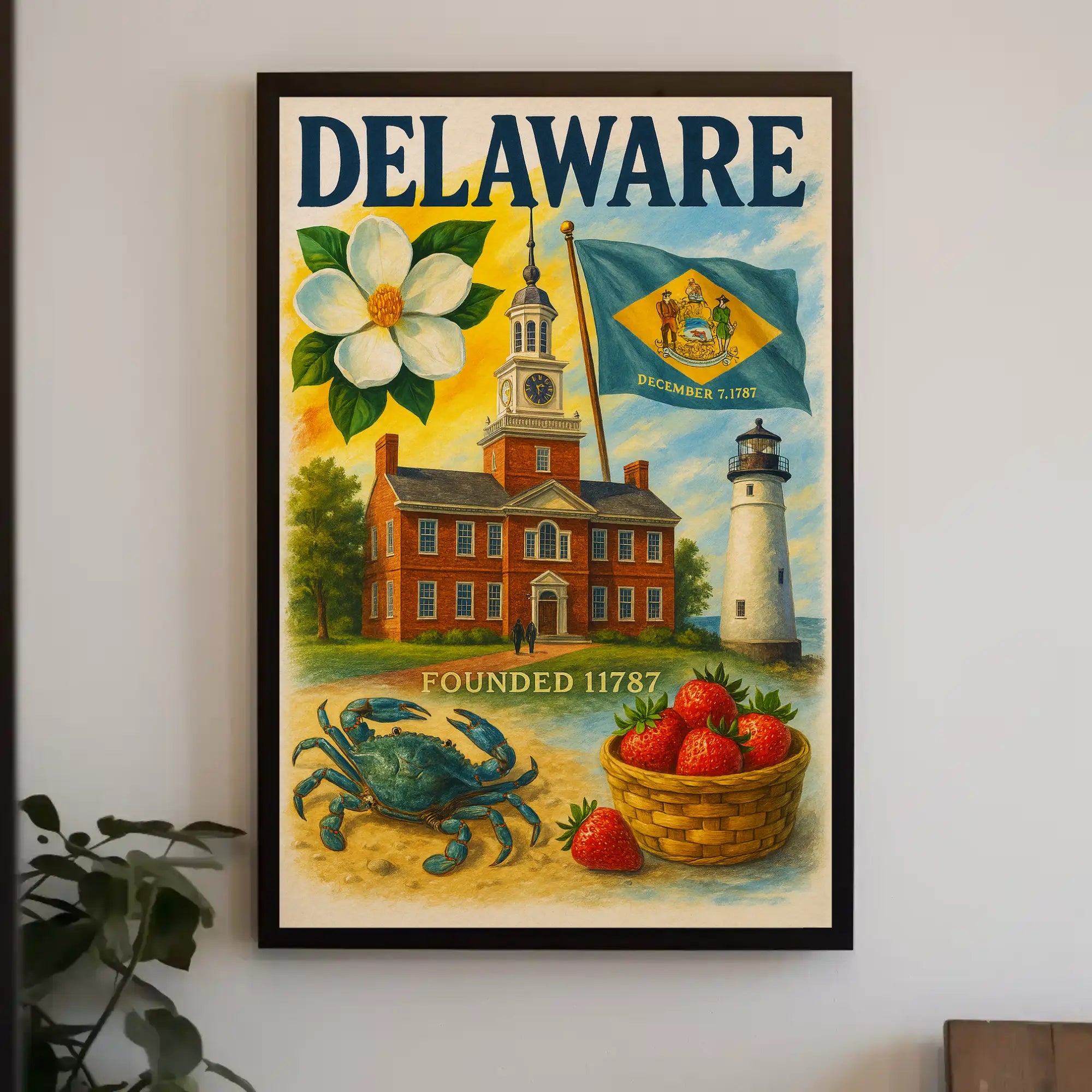 Delaware's Historical Landmarks and Icons Heritage Poster PosterGoat