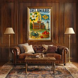 Delaware's Historical Landmarks and Icons Heritage Poster PosterGoat