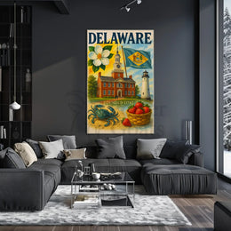 Delaware's Historical Landmarks and Icons Heritage Poster PosterGoat