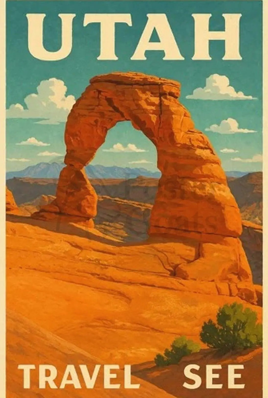 Delicate Arch Retro  Adventure National Park Poster PosterGoat