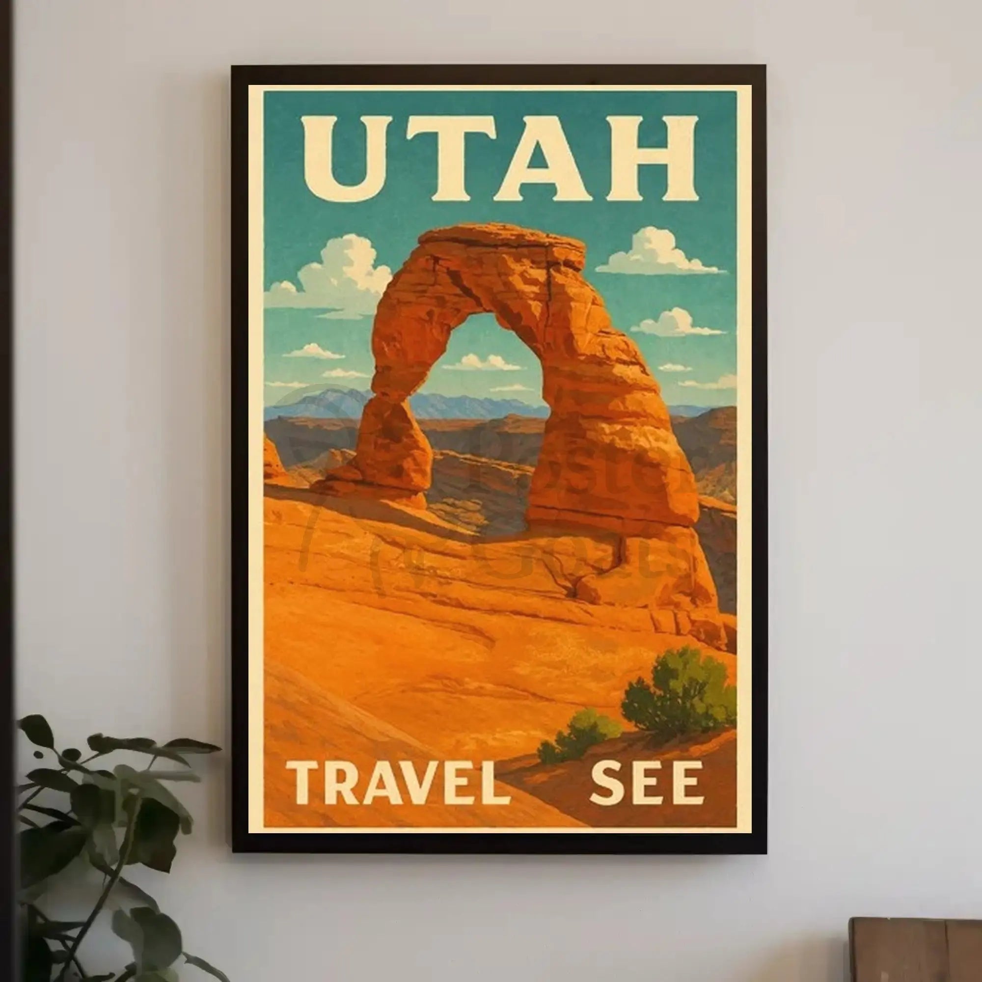 Delicate Arch Retro  Adventure National Park Poster PosterGoat