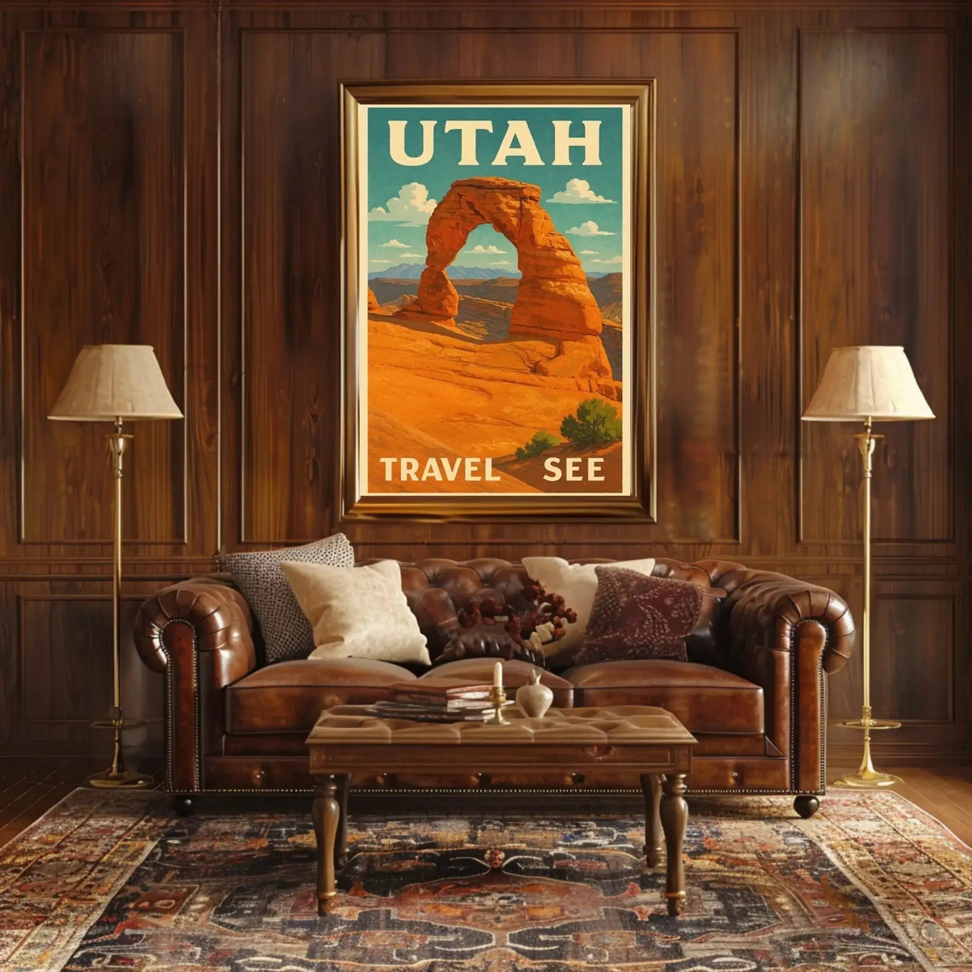 Delicate Arch Retro  Adventure National Park Poster PosterGoat