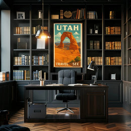Delicate Arch Retro  Adventure National Park Poster PosterGoat