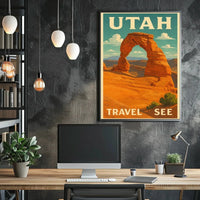 Delicate Arch Retro  Adventure National Park Poster PosterGoat