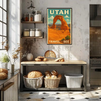 Delicate Arch Retro  Adventure National Park Poster PosterGoat