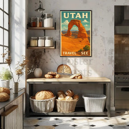 Delicate Arch Retro  Adventure National Park Poster PosterGoat