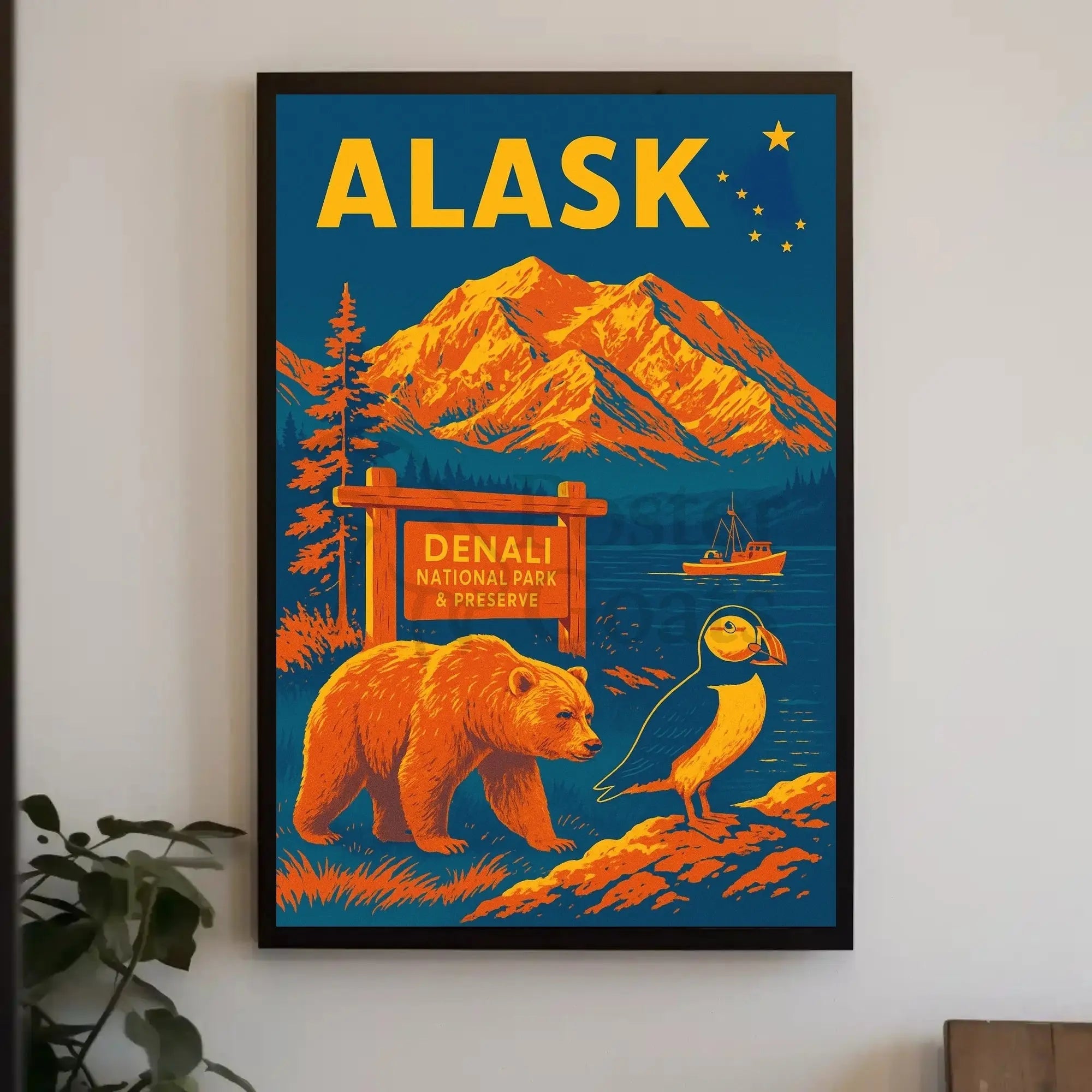 Denali Adventure Vintage National Park Poster PosterGoat