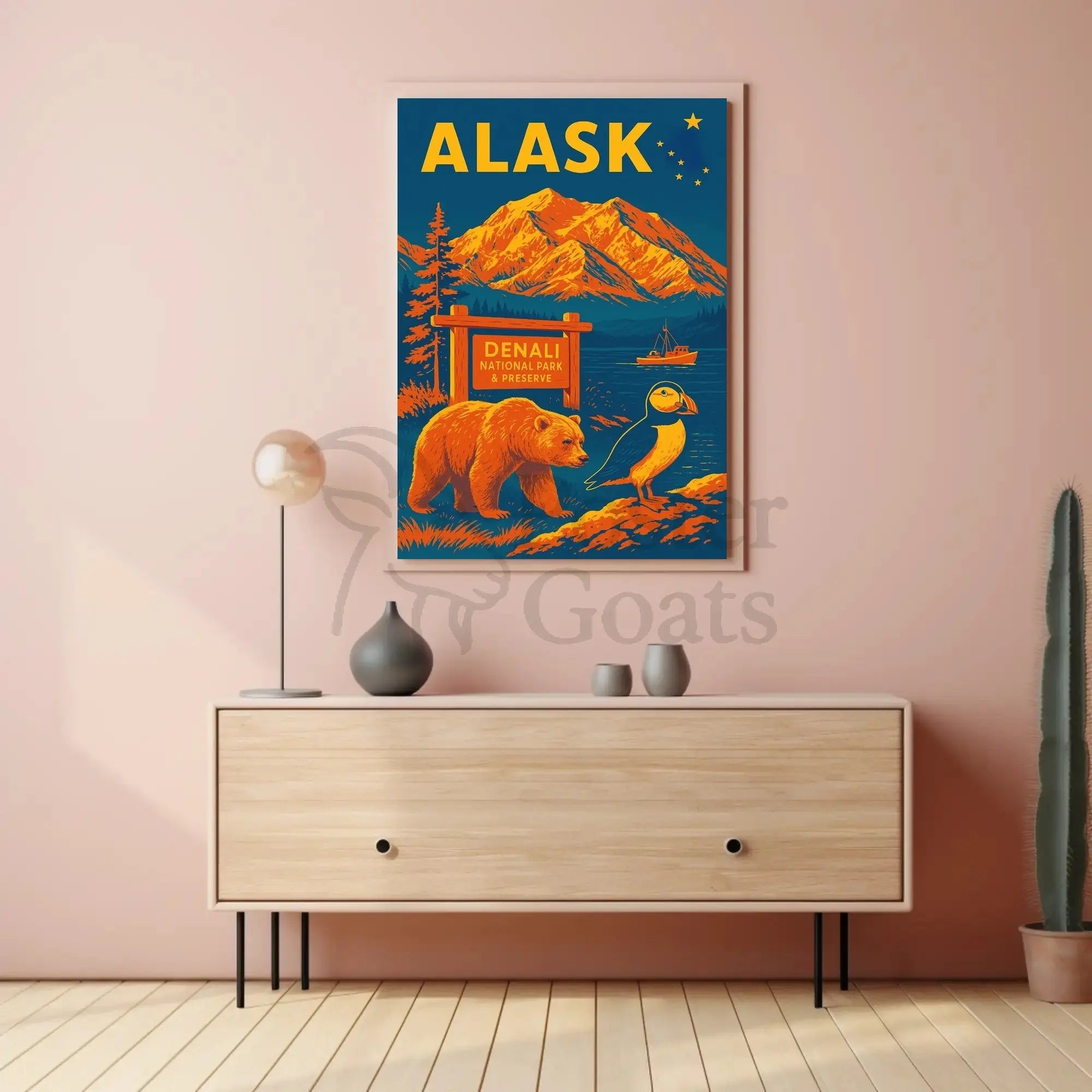 Denali Adventure Vintage National Park Poster PosterGoat