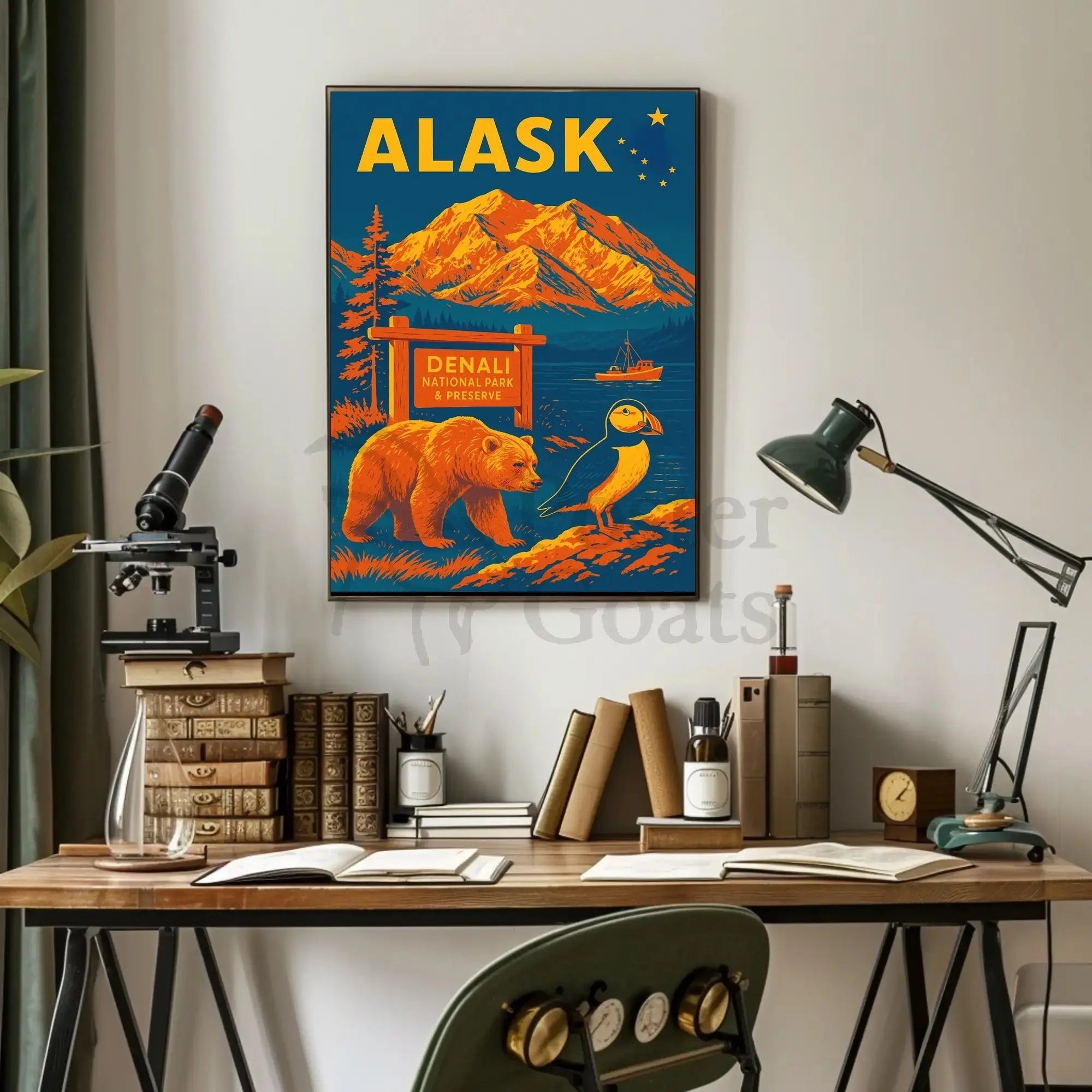 Denali Adventure Vintage National Park Poster PosterGoat
