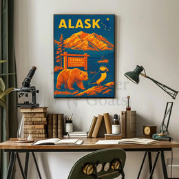 Denali Adventure Vintage National Park Poster PosterGoat