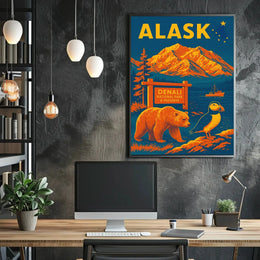 Denali Adventure Vintage National Park Poster PosterGoat